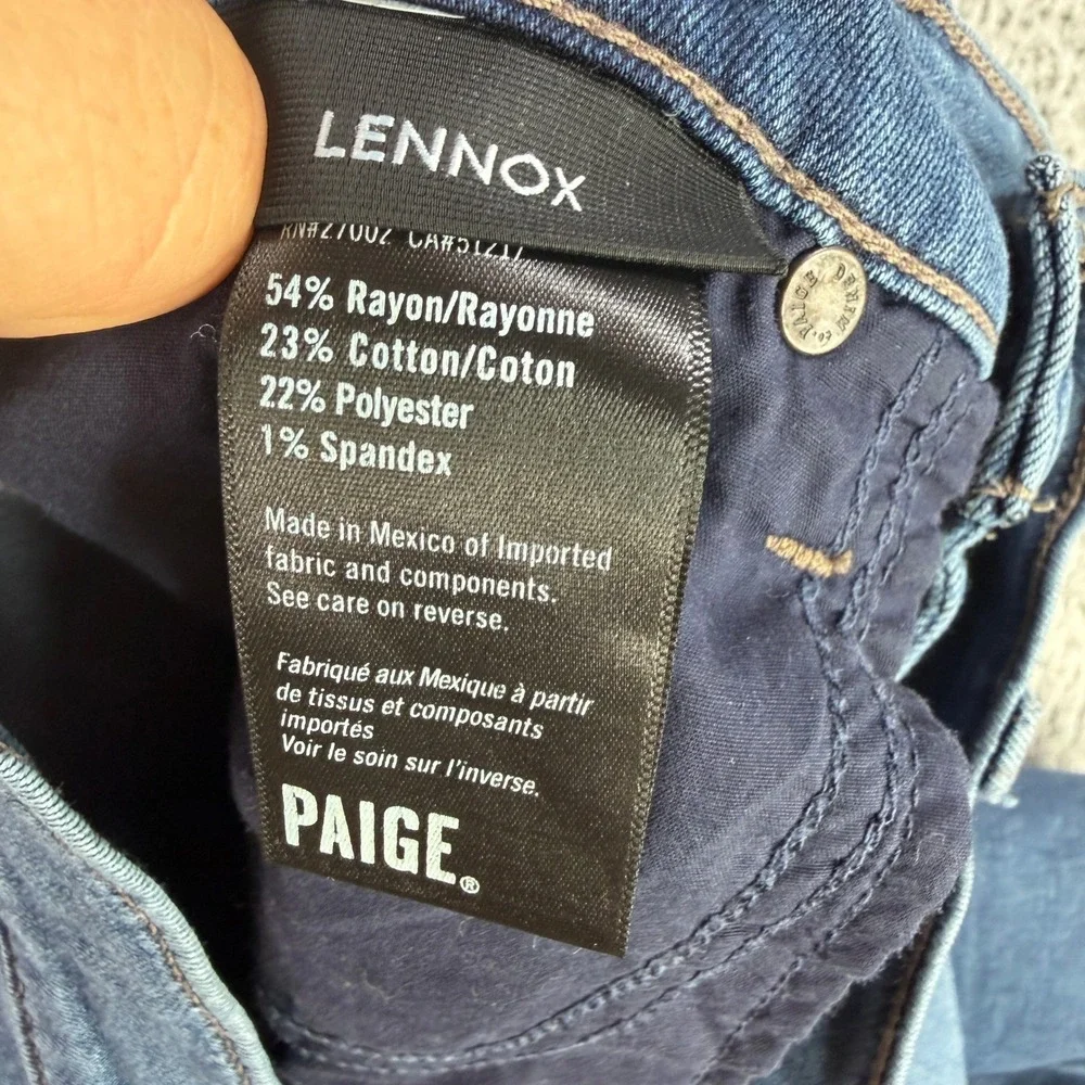 Paige Lennox Jeans Mens 30X34 Blue Slim Fit Transcend Stretch Medium Wash Denim